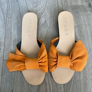 Zara orange suede slide sandal